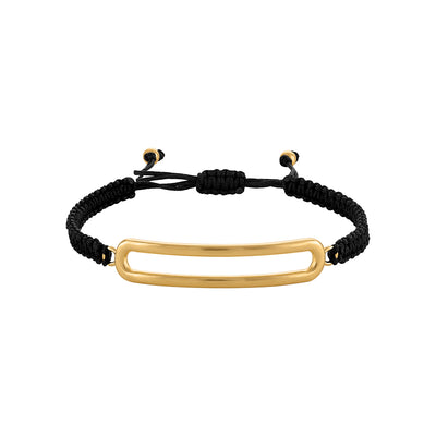 Golden Link Bracelet with Black Cord - Josefina Jewels