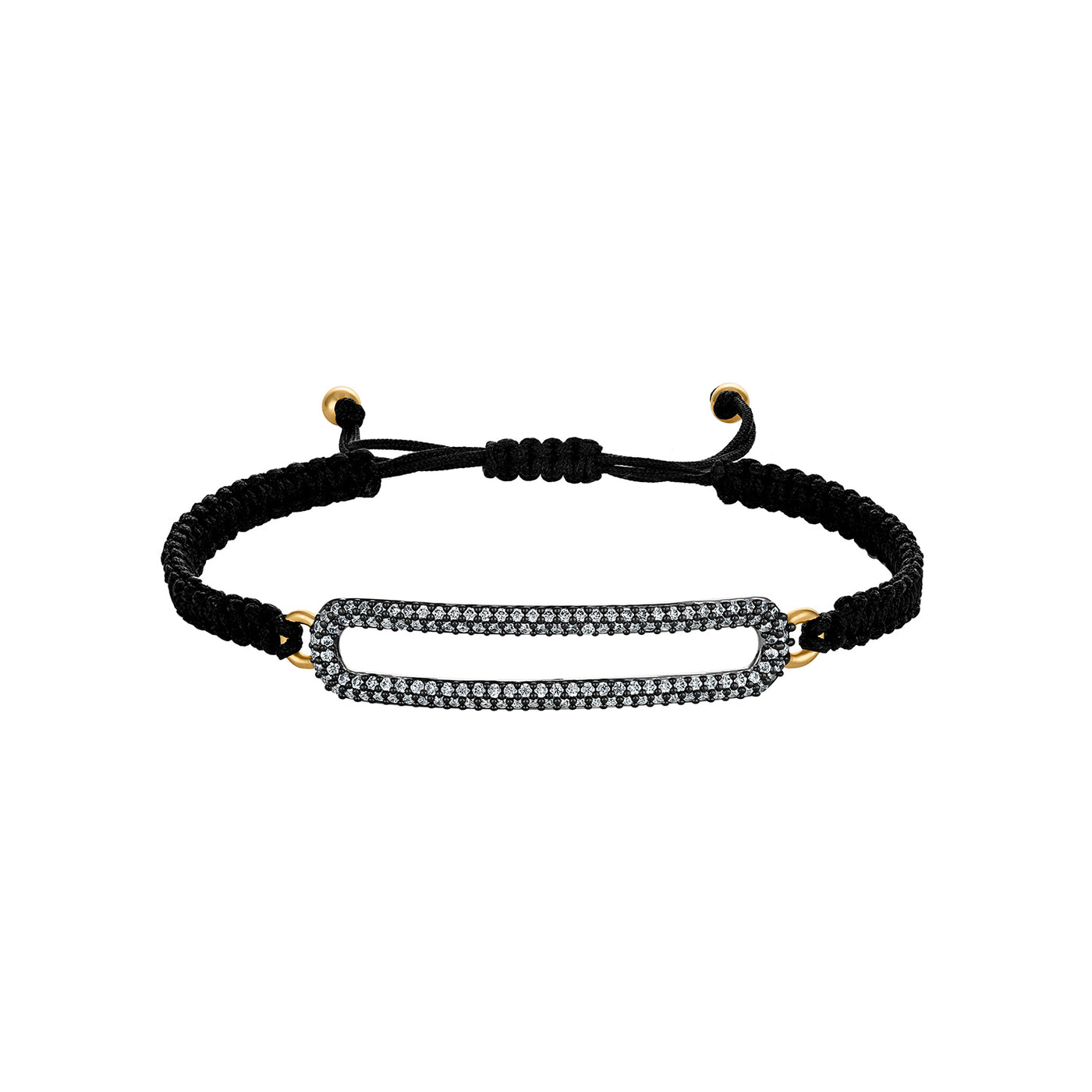 Pave Link Bracelet with Black Cord - Josefina Jewels