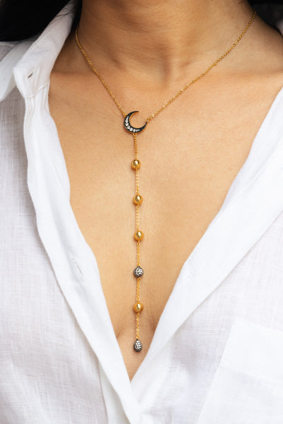 Moon Tie Necklace - Josefina Jewels