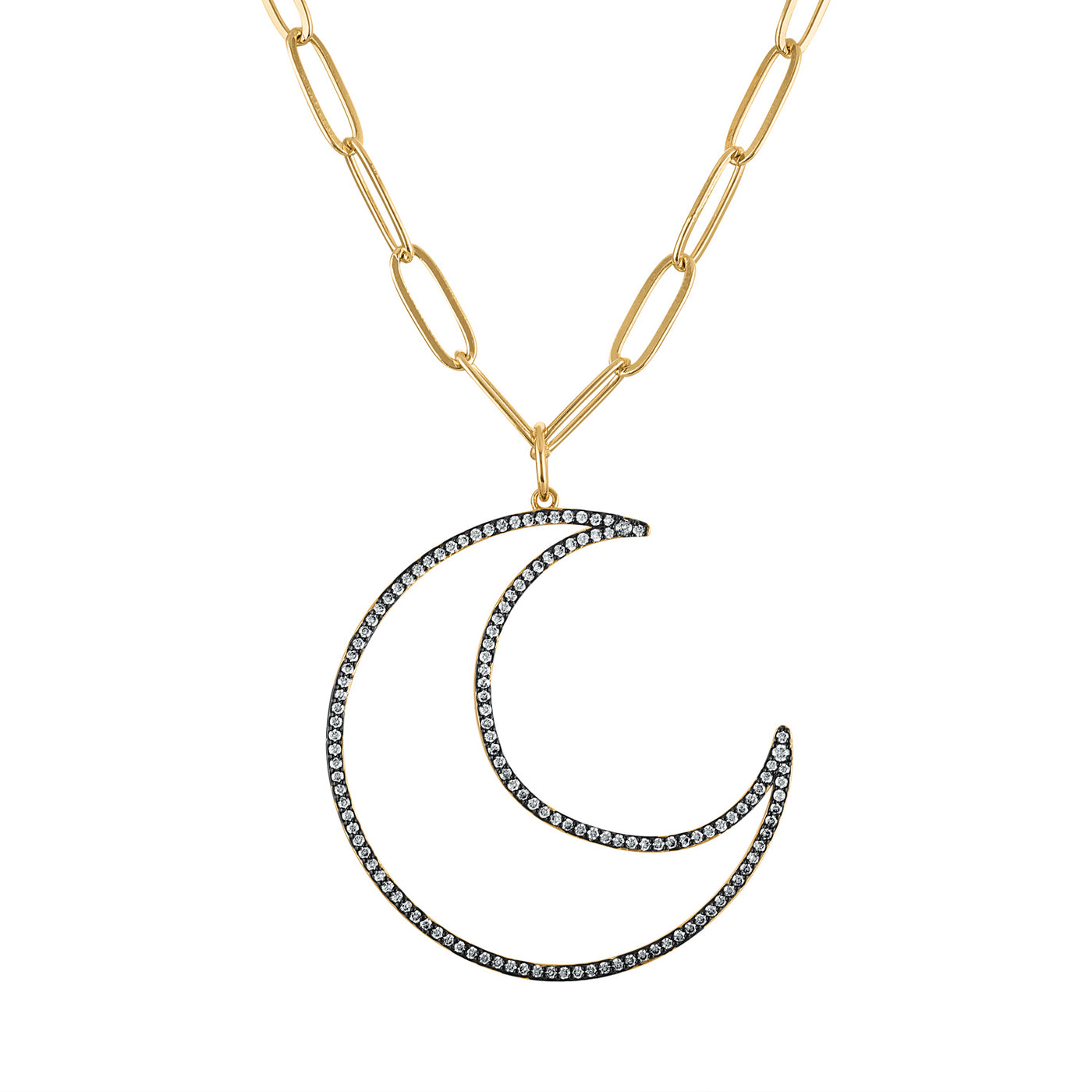 Open Moon Long Necklace - Josefina Jewels